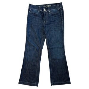 American Eagle Women's Wide Leg Jeans Size 12R Dark Wash Flared 7063-R Casual